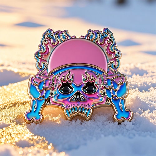 Rainbow Plated Skull Enamel Pin